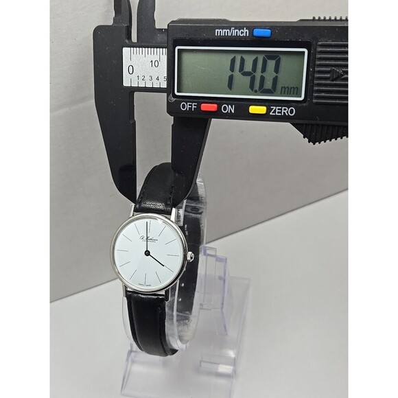 Ole Mathiesen Copenhagen Swiss Made Quartz Dress Watch Black Leather New Battery - Picture 5 of 11